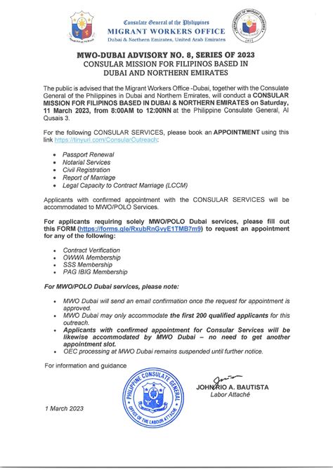 philippine consulate dubai online appointment for spa|MWO .